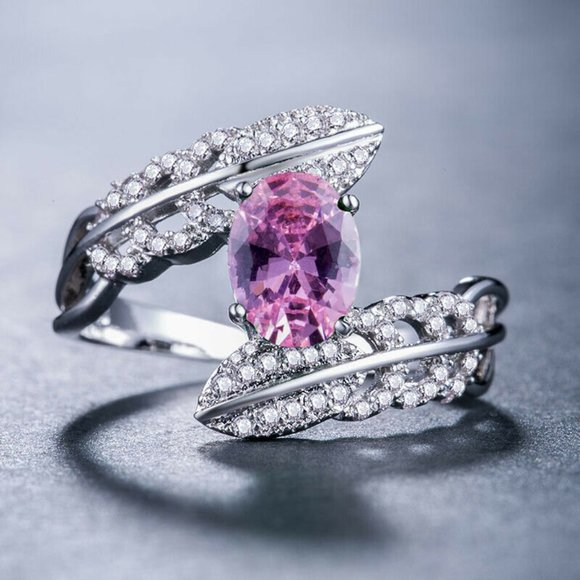 Gorgeous 925 Silver Pink Sapphire Ring New - Picture 2 of 4